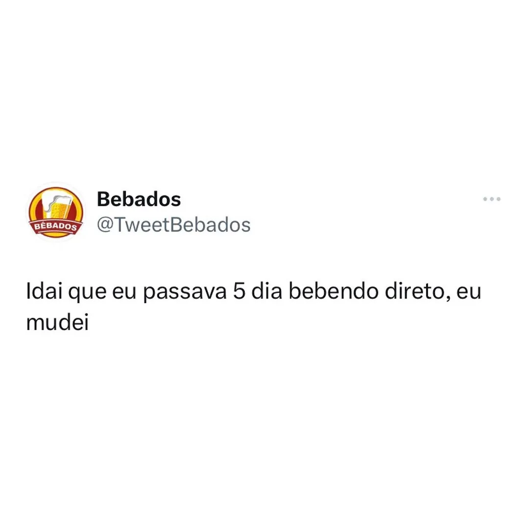Meme de perfil Bebados dizendo que mudou após passar 5 dias bebendo direto