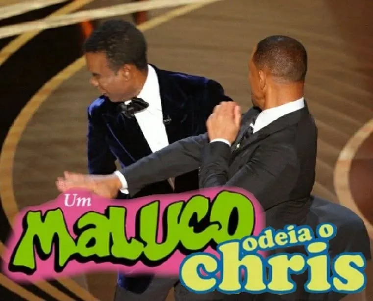 meme de um maluco odeia o chris com dois homens de terno em cena de tapa no palco