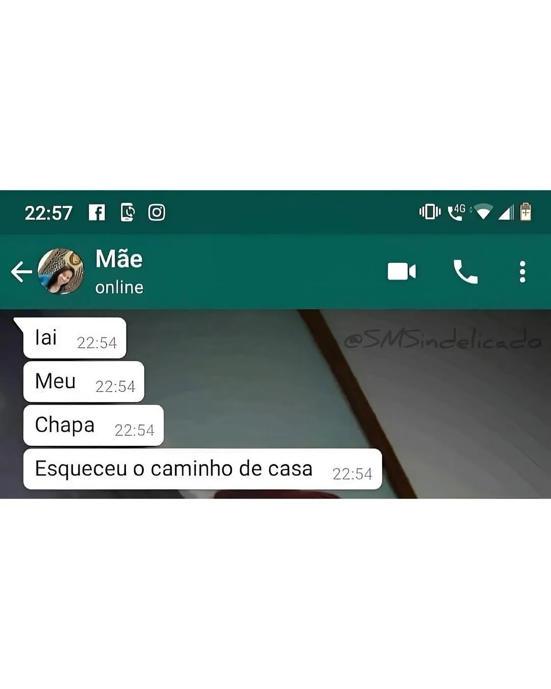 Meme de mãe cobrando no WhatsApp o filho que esqueceu o caminho de casa.