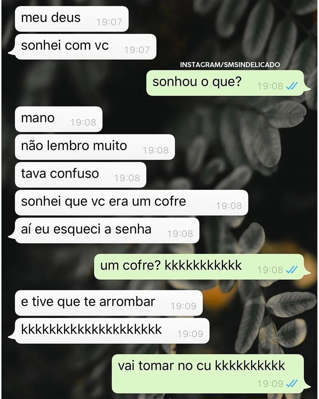 meme de conversa no whatsapp com sonho estranho: pessoa diz que você era um cofre e esqueceu a senha