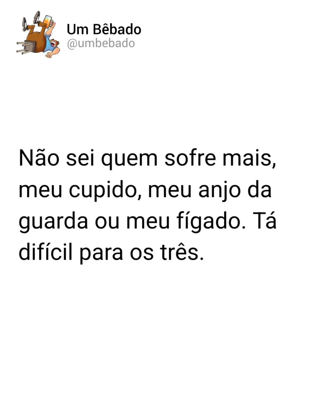 Meme com texto sobre cupido, anjo da guarda e fígado sofrendo por uma vida amorosa difícil